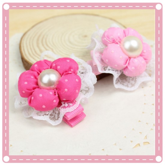 立體花朵造型髮夾 兒童髮飾 蕾絲造型髮夾