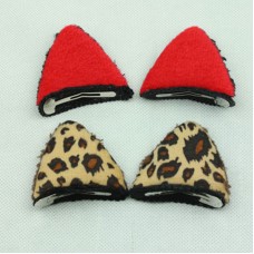 豹紋貓耳朵BB立體髮夾1對入 貓耳朵髮飾