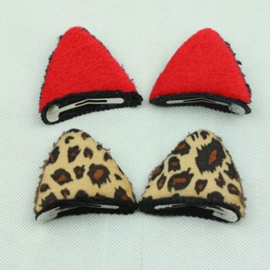豹紋貓耳朵BB立體髮夾1對入 貓耳朵髮飾