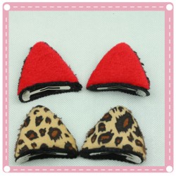 豹紋貓耳朵BB立體髮夾1對入 貓耳朵髮飾