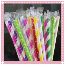 彩色條紋獨立包裝紙吸管25支入