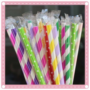 彩色條紋獨立包裝紙吸管25支入