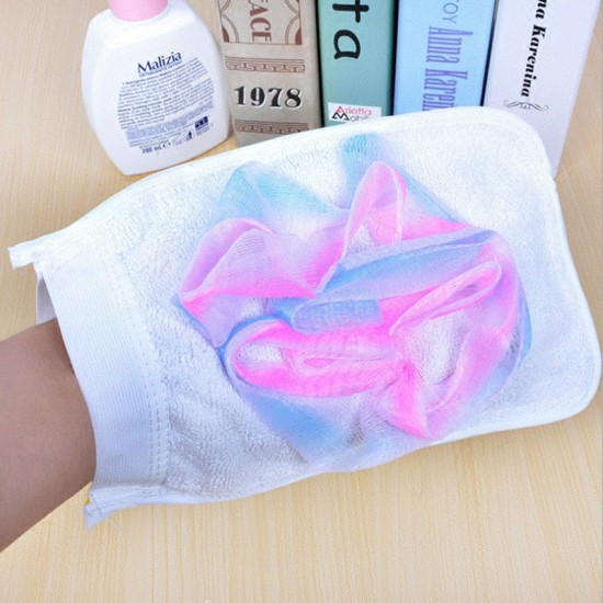 好幫手 帶浴花搓澡手套 沐浴泡泡浴花小搓布 搓澡巾