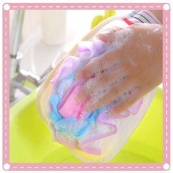 好幫手 帶浴花搓澡手套 沐浴泡泡浴花小搓布 搓澡巾