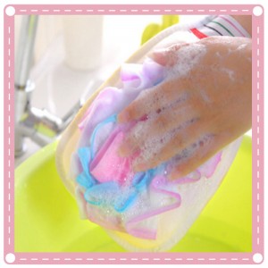 好幫手 帶浴花搓澡手套 沐浴泡泡浴花小搓布 搓澡巾