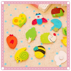 可愛卡通動物昆蟲木質造型磁鐵  12入裝