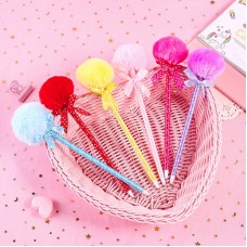 毛球造型筆 公主原子筆 可愛圓珠筆