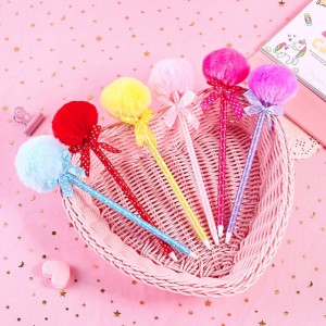 毛球造型筆 公主原子筆 可愛圓珠筆