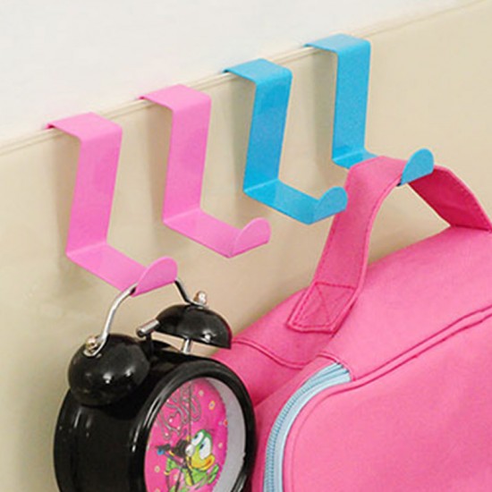 糖果色不銹鋼門後掛鉤 無痕門後雙用掛鉤 免釘衣帽掛架 2入裝