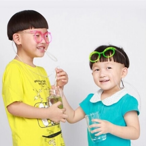 可愛卡通DIY眼鏡造型吸管 兒童派對飲料搞怪吸管 生日禮品