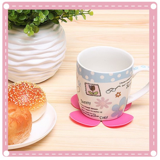 四葉草造型防滑矽膠杯墊 隔熱咖啡墊