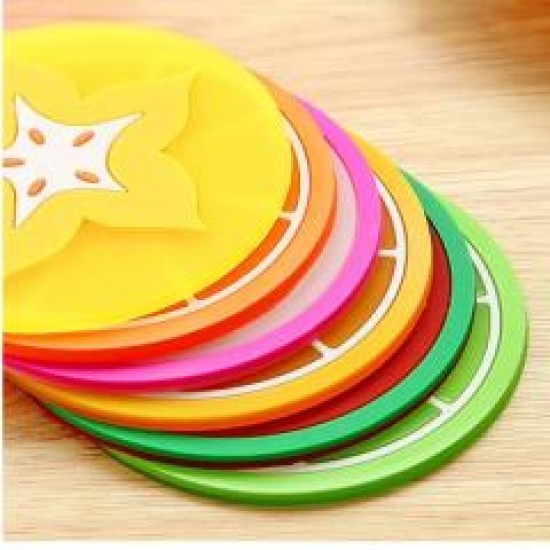 繽紛果凍色水果造型杯墊 矽膠杯墊 創意防滑隔熱墊 茶杯墊