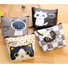 創意可愛小貓咪零錢包 卡通PU材質收納包 鑰匙包