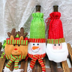 聖誕裝飾品 聖誕老人紅酒袋 聖誕紅酒瓶套 紅酒瓶袋 香檳紅酒袋