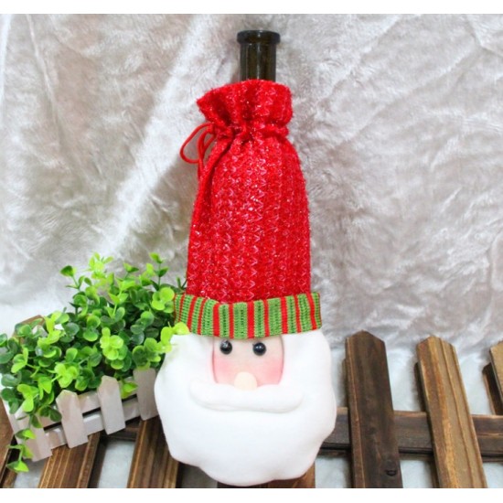聖誕裝飾品 聖誕老人紅酒袋 聖誕紅酒瓶套 紅酒瓶袋 香檳紅酒袋