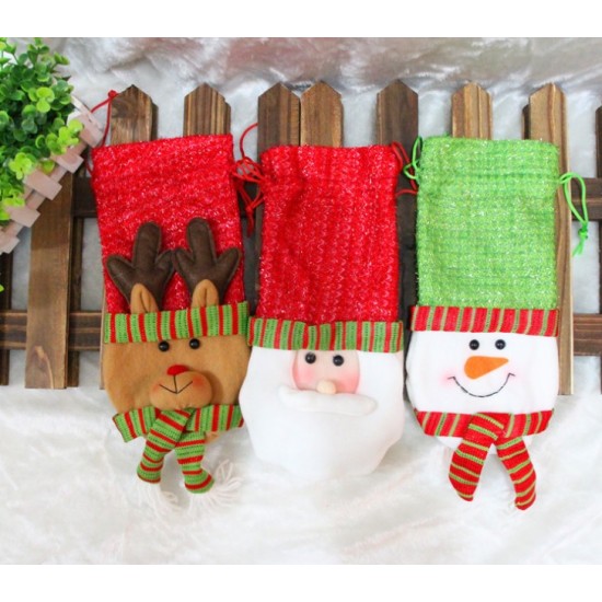 聖誕裝飾品 聖誕老人紅酒袋 聖誕紅酒瓶套 紅酒瓶袋 香檳紅酒袋