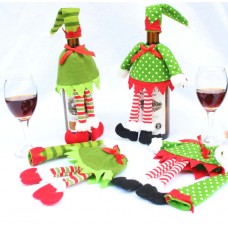 聖誕紅酒瓶套 精靈紅酒袋 紅酒瓶袋 香檳紅酒袋 聖誕裝飾品