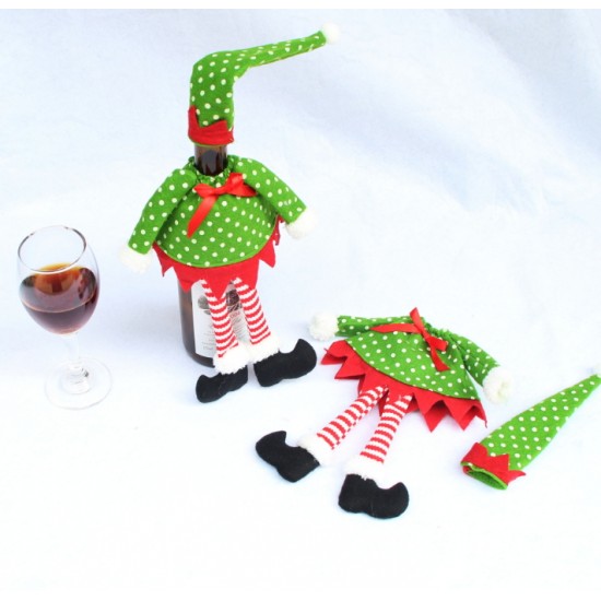 聖誕紅酒瓶套 精靈紅酒袋 紅酒瓶袋 香檳紅酒袋 聖誕裝飾品