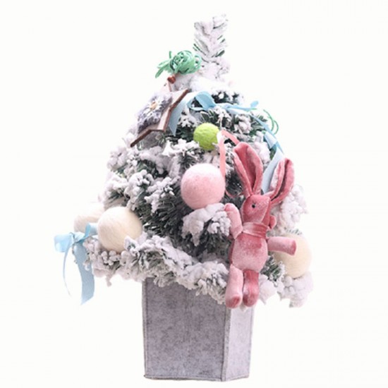 精美植絨小聖誕樹 可愛小兔裝飾聖誕樹 聖誕節佈置 交換禮物【團購買越多越便宜】