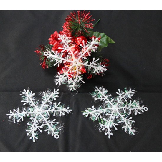 聖誕裝飾品 三片裝 15cm塑料雪花片 墻壁裝飾品 飯店聖誕布置