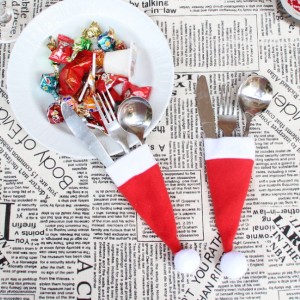 聖誕裝飾品 聖誕小帽 無紡布帽 聖誕帽刀叉套 聖誕酒瓶裝飾