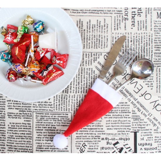 聖誕裝飾品 聖誕小帽 無紡布帽 聖誕帽刀叉套 聖誕酒瓶裝飾