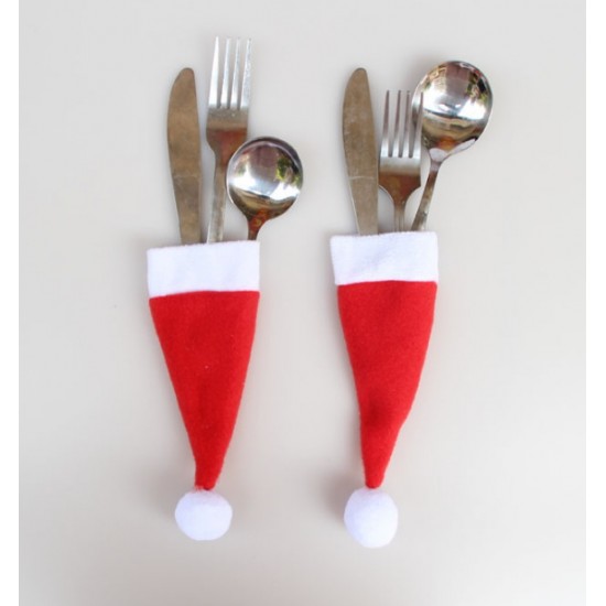 聖誕裝飾品 聖誕小帽 無紡布帽 聖誕帽刀叉套 聖誕酒瓶裝飾