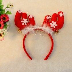 聖誕裝飾品 聖誕羽毛鈴鐺大鹿角 髮箍 頭箍 聖誕派對用品