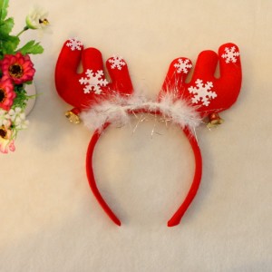 聖誕裝飾品 聖誕羽毛鈴鐺大鹿角 髮箍 頭箍 聖誕派對用品