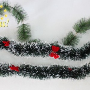 聖誕樹裝飾品 聖誕裝飾 聖誕彩條 聖誕毛條 墨綠白邊加蝴蝶結