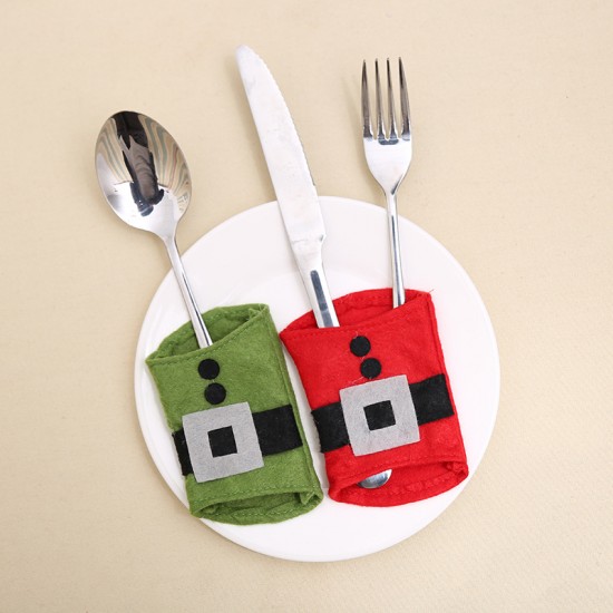 聖誕裝飾品 聖誕桌面裝飾 聖誕刀叉套 聖誕餐具套(4入裝)