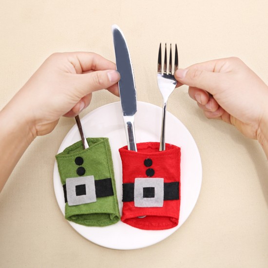 聖誕裝飾品 聖誕桌面裝飾 聖誕刀叉套 聖誕餐具套(4入裝)