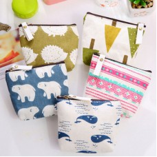 可愛動物布藝拉鏈零錢包 清新帆布小錢包 耳機包 收納包 鑰匙包 萬用包