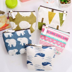 可愛動物布藝拉鏈零錢包 清新帆布小錢包 耳機包 收納包 鑰匙包 萬用包
