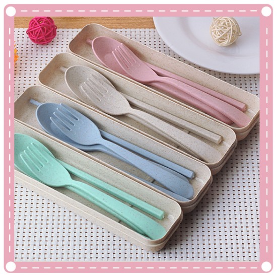 小麥餐具三件組 創意環保餐具組 隨身餐具組