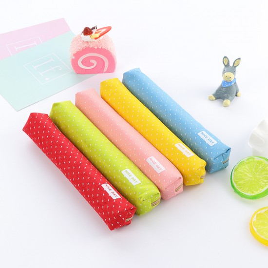 點點風筆袋 帆布筆袋 拉鍊鉛筆盒 文具收納袋 學生文具 