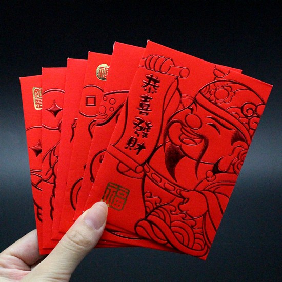 Q版財神 招財貓 創意紅包袋 新年紅包 新年用品 喜慶用品 春節用品 6入裝 小款