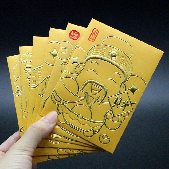 Q版財神 招財貓 創意紅包袋 新年紅包 新年用品 喜慶用品 春節用品 6入裝 小款