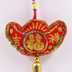 (5入)創意亮片造型福氣吊飾 春節喜慶掛飾 金元寶 平安袋 蘋果 魚 裝飾品