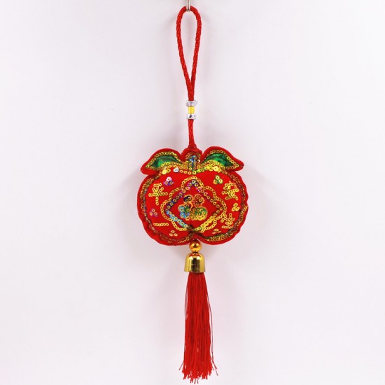 (5入)創意亮片造型福氣吊飾 春節喜慶掛飾 金元寶 平安袋 蘋果 魚 裝飾品