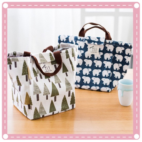 可愛動物布藝便當袋 清新帆布手提袋 保溫包 收納包 萬用包 水餃包
