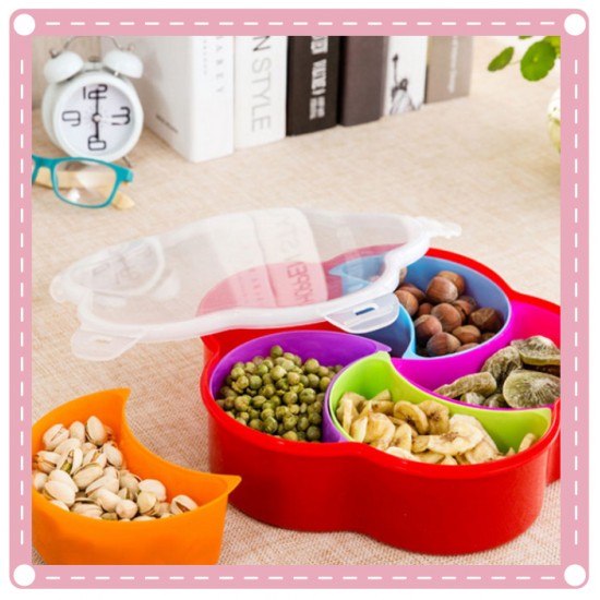 創意扣扣糖果盤 糖果盒 梅花瓜子盒 果乾密封盒 創意保鮮盤 防潮零食盒