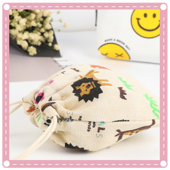 收納袋 可愛動物束口袋 創意收納袋 隨身抽繩袋 抽繩束口袋 驅蚊包 旅行收納袋 電源收納包 棉麻束口袋