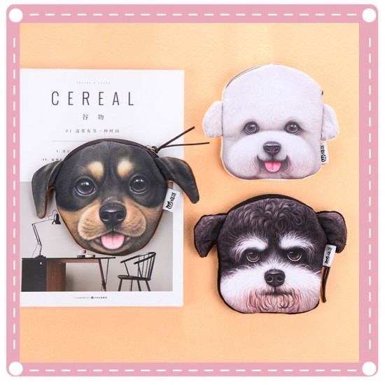 汪星人布藝零錢包 毛絨狗狗零錢包 手拿包