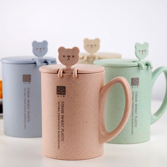 小麥秸稈兒童馬克杯 韓國卡通可愛咖啡麥片早餐杯