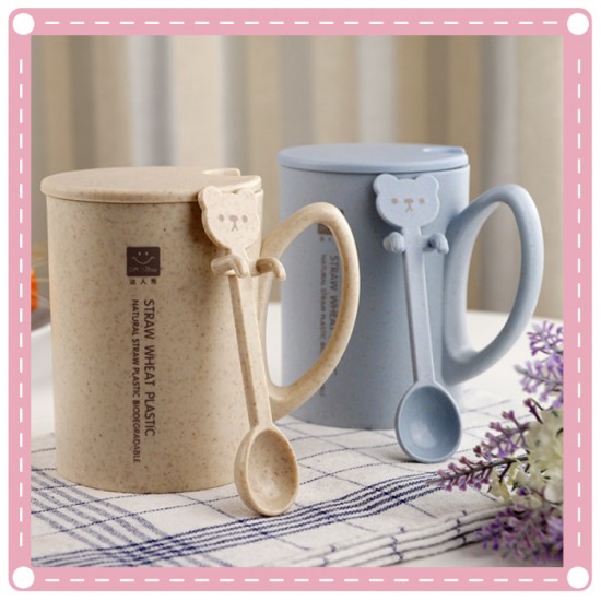 小麥秸稈兒童馬克杯 韓國卡通可愛咖啡麥片早餐杯