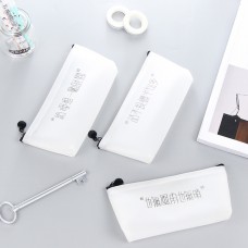 創意搞笑文字 七字箴言 船型三角形果膠筆袋 鉛筆盒 收納包 文具袋