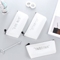 創意搞笑文字 七字箴言 船型三角形果膠筆袋 鉛筆盒 收納包 文具袋