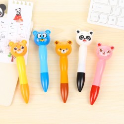 可愛動物造型原子筆 可愛卡通動物頭像黑色原子筆