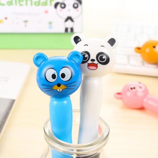 可愛動物造型原子筆 可愛卡通動物頭像黑色原子筆